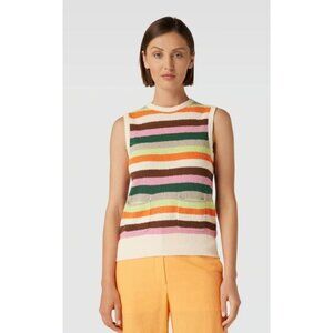 Womens Size Large Casual Retro 70s Knitted Top In Off-White With Side Pockets